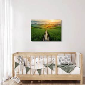 Obraz na szkle - Wschód słońca nad doliną (70x50 cm)