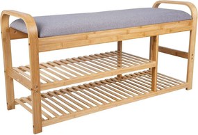 Ława łukowa podwójna półka - szara