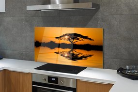 Szklany Panel Drzewo o Zachodzie Słońca