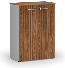 Szafa biurowa z drzwiami PRIMO GRAY, 800 x 420 x 1087 mm, szary/orzech