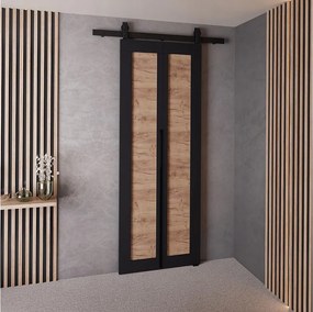 Drzwi Przesuwne QUDIO M1 Czarny + Dąb Craft Złoty 60