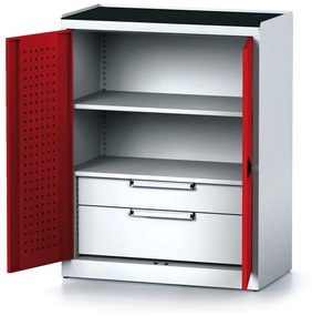 Szafa warsztatowa MECHANIC, 1170 x 920 x 500 mm, 1 półki, 2 szuflady, czerwone drzwi