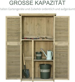 Outsunny szafka ogrodowa drewno szafka na narzędzia 4 półki z asfaltowym dachem szara