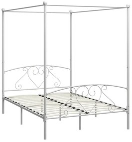 Białe łóżko małżeńskie z baldachimem 160x200 cm B0-S22