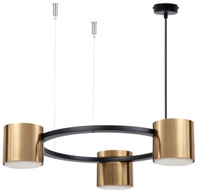 Kodo Sigma 3 czarno złota – lampa wisząca pierścień - żyrandol 44cm do mniejszej kuchni, jadalni