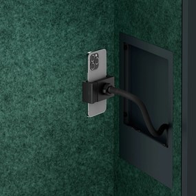 Kabina akustyczna SALLY MentalBox 600 mm – antracytowy korpus, zielone siedzisko