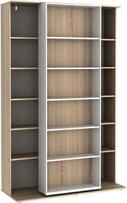 Biblioteczka przesuwna PRALI – 18 wnęk – kolor biały i dębowy