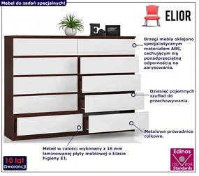 Długa komoda z gładkim frontem wenge + biały - Deos 3X