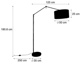 Lampa podłogowa złota z kloszem jasnoszarym 50 cm regulowana - EditorDesignerski Oswietlenie wewnetrzne