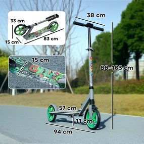 Hulajnoga AIYAPLAY, regulowana wysokość, hamulec tylny, składana, obciążenie do 100 kg, Zielona
