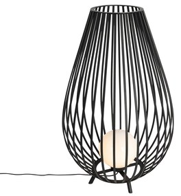 Designerska lampa podłogowa czarna z opalinem 110 cm - Angela
