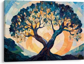 Obraz – Mozaika – słońce i drzewo II. (70x50 cm)