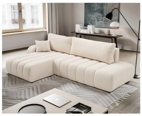 Rozkładany narożnik z pojemnikiem w układzie L DESIO, lewy, beżowy