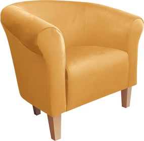 Fotel Milo tkanina Welur wygodny fotel tapicerowany do salonu i sypialni : Kolor nogi - Drewno, Kolor tkaniny - VELVET - MG15, Wysokość nogi - 15 cm
