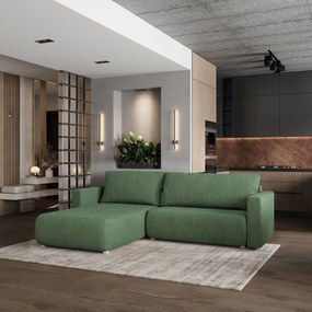 Masseno Narożnik TURIN z funkcją spania i pojemnikiem na pościel Narozniki L, Rozkładana sofa - Zielony, NOW OR NEVER 37