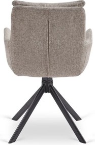 Krzesło Tapicerowane Obrotowe do Salonu PAUL Jasnobrązowe Nowoczesne