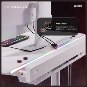 Elektryczne biurko dla graczy RGB Diablo X-Forge, 140x70 cm, białe