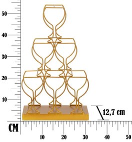 Stojak na wino, 6 butelek, złoty, 31 x 12 x 53 cm
