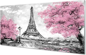 Szklany Panel Wiosna w Paryżu pod Drzewami