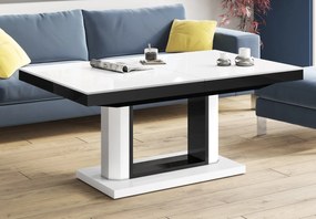 Ławostół w połysku Quadro Lux Hubertus z białym blatem i czarną obwódką