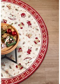 Czerwony okrągły dywan z mieszanki bawełny ze świątecznym motywem ø 160 cm Toy's Delight Red Christmas – Villeroy&amp;Boch