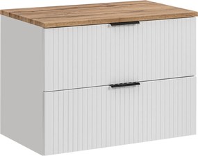 Szafka łazienkowa pod umywalkę nablatową Adel 80 cm, biały mat/dąb wotan