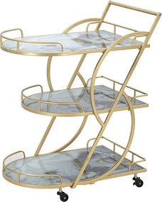 Wózek VKH2, Złoto, 71x45,5x84,5 cm, Kendra Home