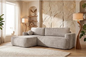 Narożnik Moon, do salonu, z funkcją spania, Flow, lewy, beżowy (01)