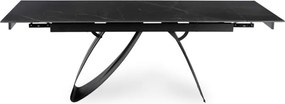 Zestaw Stół Rozkładany DEVON 160-220 cm Czarny Marmur/Czarny i 4 Krzesła LARISA Cappuccino