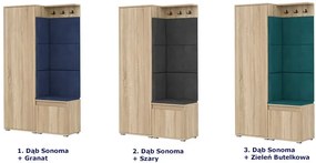Nowoczesna garderoba do przedpokoju dąb sonoma + butelkowa zieleń Z3-E91