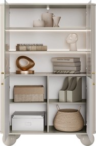 Witryna Vesper 103 cm czterodrzwiowa - kaszmir / złote uchwyty / nogi kule
