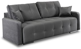 Sofa z Funkcją Spania FAVIO Wersalka Rozkładana Dwuosobowa Welurowa Szara Nowoczesna do Salonu