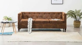 3-osobowa Sofa James 3Q w stylu Chesterfield - brąz