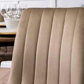 Zestaw Stół Okrągły TEO 100 cm Dąb Złoty/Czarny i 4 Krzesła Tapicerowane IBIS Beżowe Welurowe Nowoczesne Loft