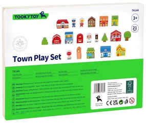 Tooky toy drewniany zestaw budynków i figurek miasto