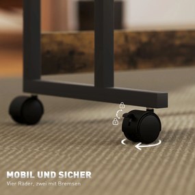 HOMCOM Stojące biurko z regulowaną wysokością i nachyleniem blatu, kółkami, półką, do pisania, czytania, rysowania, Rustykalny Brąz