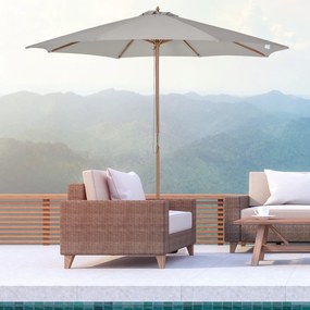 Outsunny Parasol Ogrodowy Drewniany z Mechanizmem 300 cm Szary