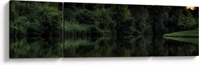 Obraz jeziora przy lesie (170x50 cm)