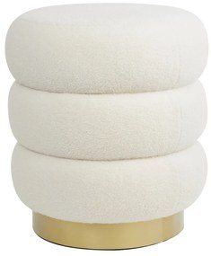 Biały puf z materiału bouclé Kimi – Light &amp; Living