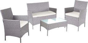 Zestaw ogrodowy Hamar (4 elementy),  szary, poduszki kremowe