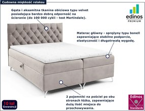 Szaro-beżowe łóżko kontynentalne z pikowanym zagłówkiem 5 rozmiarów M7-A19