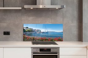 Szklany Panel Statek na Morzu w Lecie