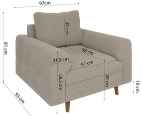 Beżowy fotel z materiału bouclé Ariella – Ropez
