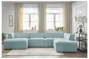 Jasnoniebieski sztruksowy narożnik modułowy (prawostronny/w kształcie litery U) Megeve – Bobochic Paris