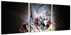 Obraz - Sportowcy (z zegarem) (90x30 cm)