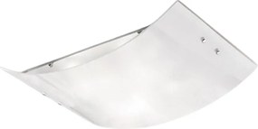 Duża lampa sufitowa Michela 45x30cm, połyskująca biel, 2XE27, szkło gięte, chromowana podstawa, IP20, maks. 2x52W, elegancka lampa sufitowa