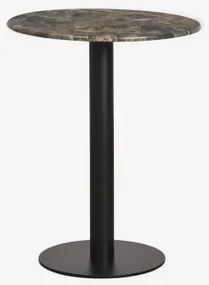 Okrągły Barowy Stół Z Naturalnego Kamienia Xiren Ø60 Cm & Czarny & Zielony Marmur Forest - Sklum