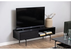 Czarna szafka pod TV w dekorze jesionu 140x45 cm Angus – Actona