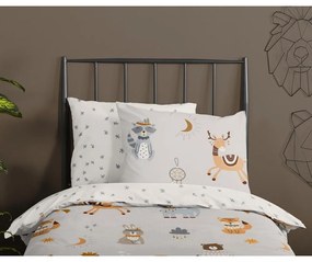 Szarobeżowa bawełniana pościel dziecięca jednoosobowa 140x200 cm Woody – Good Morning