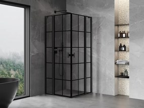 Mexen Mist L Duo kabina prysznicowa uchylna 120 x 120 cm, czarna kratka, czarna - 8A4L-120L-120P-70-77